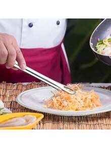 2pc Stainless Steel Food Tongs, Long Handle Non-Slip BBQ Tongs, Steak Tongs, Kitchen Cookware Accessory,BBQ Grill Tongs Barbecue Tongs For Cooking Portable Kitchenware Outdoor Steak Salad - 銀色 - 查看 7