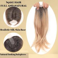 D18Inch Hair Toppers For Women With Thinning Hair Heat Resistant Fibre Synthetic 6.5" X 6.5" Base Long Layered Topper For Women Ombre Blonde With Dark Root 18Inch - OmbreBlondewithDarkRoot - View 3