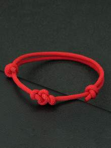 1条幸运手工编织心形结红色绳手链，男女皆宜，可作礼物 - 3mm手繩 - 查看 12