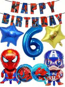 Marvel Spiderman Cartoon Balloons - Birthday Party Decorations Set, New Year Theme Party Supplies, Children's Celebration Activities And Gifts/Bouquets