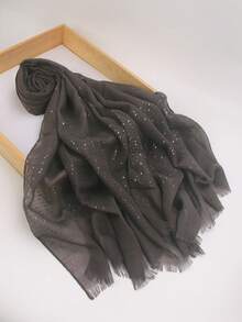 New Arrival 1 Solid Color Ruffle Sequin Classic Basic Outer Shawl Scarf Women Hijab For Abaya Veiled Clothes - Multicolor - View 36