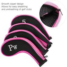 10pcs Club Cover, Neoprene Waterproof Club Iron Covers Putter Set Protector Case Accessory - Rosado - Ver 7