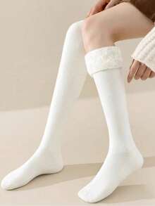 1 双厚针织过膝袜，柔软防静电，温暖舒适，过膝，多种颜色可选，秋冬