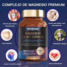 MVPCARE Complejo De Magnesio 1500mg 12 En 1 Suplemento De Magnesio Con Glicinato Citrato Malato Óxido Taurato Aspartato,relajación, Músculo, Apoyo Al Corazón, 120 Cápsulas - Dos botellas - Ver 6