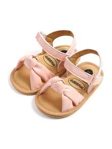 婴幼儿女童PU皮软皮露趾夏季凉鞋花朵公主平底鞋