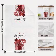 MEMNUN 2pcs Valentine's Day Red Mason Jar "Love You More & Be Mine" Text Pattern Kitchen Towels, 15.75*23.62in(40*60cm), Made Of Super Soft Absorbent Microfiber, Perfect For Dish Drying, Tea Cups, Bathroom & Dining Decor, Cooking & Baking - Multicolor - View 3