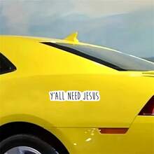 1张7英寸防水户外PVC可移除贴纸，趣味讽刺语录“你们都需要耶稣”文字贴纸，南方俚语幽默乙烯基贴纸，适用于汽车保险杠、卡车、笔记本电脑、门，诙谐幽默的表情包礼物，送给朋友 - 彩色 - 查看 3