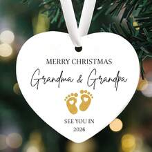 Futurs grands-parents en 2026, la plaque acrylique en porcelaine blanche est utilisée pour créer des ornements de bébé, des cadeaux de félicitations pour la grossesse et des cadeaux pour les membres de la famille. L'ornement de Noël pour bébé en porcelaine blanche acrylique. Noël approche, à bientôt en 2026. C'est le meilleur cadeau pour le couple qui s'apprête à devenir grands-parents. - Jaune citron - Voir 7