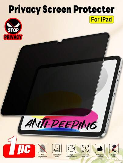 ZYONS 1pc Compatible With IPad Tablet Privacy Screen Protector, Privacy Protection, Anti-Spy, Curved Edges, Anti-Scratch Anti-Drop, Full Screen Coverage, Strong Anti-Fingerprint, Sensitive Touch, Soft Film Not Glass, Matte Paper-Like, Compatible With IPad 11th Gen 2025 A16/Compatible With IPad 10th Gen 10.9"/Compatible With IPad Air 13 11 M4 M3 M2 2025 2024/Compatible With IPad Pro 12.9"/Mini 2024 Screen Protection Essentials, Applicable To Daily Shield, Office, Home Daily Shield Office Home Pad Screen Protector Pad Accessories Waterproof Shockproof Anti-Fall Scratch Resistant