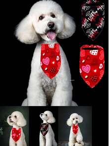 2pcs Valentine's Day Pet Accessories Heart-Shaped Bib, Dog Bandana, Wedding & Holiday Pet Supplies, Suitable For Daily Cleaning, Effectively Blocking Drool - Multicolor - View 4