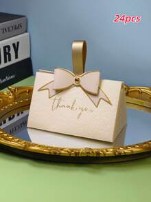10/24pcs Floral Pattern Paper Triangular Gift Boxes With Bow-Tie Ribbon - Multipurpose Thank You Favor Boxes For Weddings, Birthdays, Anniversaries, Holidays - Chocolate, Jewelry, Candy Packaging - Multicolor - View 26