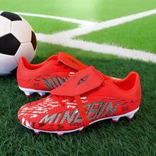 新款青少年足球鞋推荐，适合上学、学生、比赛、训练——低帮、长钉、防滑、抓地力强，适用于AG、FG、软地、真草场地，系带设计，男女通用成人款，高帮专业足球鞋，热销厂家直销 - 紅色 - 查看 4