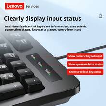 Lenovo K101 USB Wired Keyboard 104-Key Laptop Desktop All-In-One USB Computer External Typing Office Home Use - Black - View 8