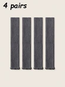 4 Pairs/Set Women's Solid Rib Knit Warm And Versatile Leg Warmers For Autumn & Winter, Color Random, Y2k, Cozy - Multicolor - View 15