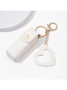 1pc Customized Personalized Lipstick Bag Keychain With Mirror Lipstick Case, Customizable Name Lipstick Storage Bag, Bridesmaid Gift, Valentine's Day Gift