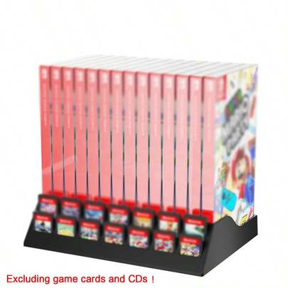 iplay Multi Functional Game Card Storage Rack Compatible With N-Switch/Switch 2 Game Cards&Disks, N-Switch Game Card Storage Bracket-Black(Game Card*14 And Game Cases*14)