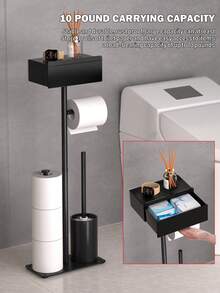 1pc Bathroom Floor Standing Toilet Paper Holder With Storage Shelf, Independent Toilet Paper Rack, Bathroom Tissue Paper Organizer, Bathroom Accessories