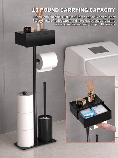 1ks držiak na toaletný papier do kúpeľne s úložnou poličkou, samostatný stojan na toaletný papier, organizér na papierové vreckovky do kúpeľne, kúpeľňové doplnky