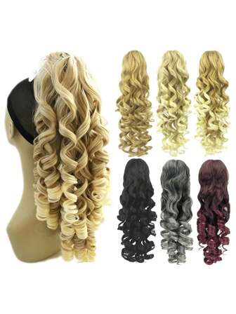 1pc Long, Loose Wave Ponytail Wig - High-Temperature Fiber, Easy To Clip-In, Perfect For Women To Add Volume & Style, Available In Black, Brown, Blonde, And Golden, 24" Long, Ideal For Daily Wear Or Parties, Party Wig | Stylish Ponytail | Easy Clip-In Wig, Long Hair Wig