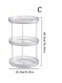 1pc Minimalist High-End Home Storage Organizer Rotating Display Rack, Vanity Makeup Cosmetics Shelf, Bathroom Countertop Perfume & Skincare Holder Tray - Transparent - View 10