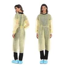 15 Disposable Isolation Gowns, Blue Or Yellow, With Woven Cuffs. For Household Cleaning, Kitchen Use, Moving, Interior Decorating, And Graffiti. Isolates Dirt And Protects Against Splashes. - Yellow - View 4