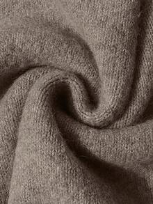 Suéter corto de mujer Dila Polly de unicolor, versátil y casual, para otoño/invierno - Caqui - Ver 8