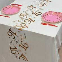 1pc Rose Gold Number Birthday Table Runner, 45th Birthday, 11.02*108.27/196.85/393.7 Inches, Birthday Party Decoration, Anniversary Retirement Party Supplies, Birthday Celebration, Party Supplies, Father's Day, Mother's Day - Rose Gold - View 20