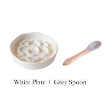 shuo ni mao yi 宠物陶瓷花形慢食盘，猫粮狗粮盘，罐头食品盘，附赠勺子，防噎慢食设计 - 300ml - 查看 14