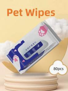 80pcs/Pack Non-Woven Pet Cleaning Wet Wipes, Outdoor Pet Supplies, Universal EDI Pure Water Alcohol-Free Wet Wipes, Disposable Wet Wipes - White - View 2