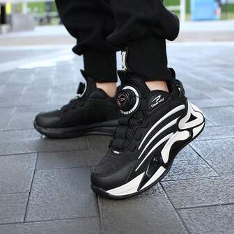 Boys' Breathable Lightweight Versatile Patchwork Basketball Shoes, Sports Casual Sneakers, Running Shoes