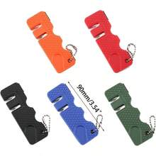 Sacapuntas de cuchillos de cocina, piedra de afilar al aire ltima intervensin para bolsillo de cocina, afilador de cuchillos afilados, tijeras herramienta de piedra de afilar piedra de - Rojo (China Red) - Ver 3