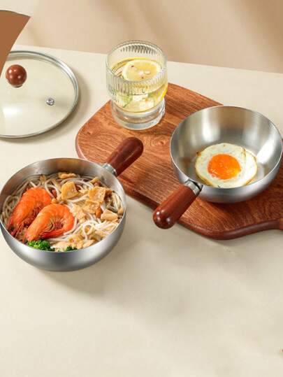 1 st. kokkärl i rostfritt stål, pastagryta för hemmabruk, köksredskap, chokladsmältgryta, smörgryta, liten kastrull, utan lock