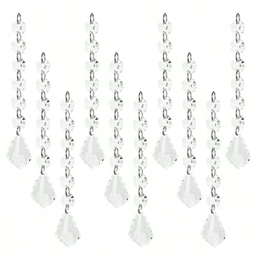 YQQ 10 Piezas Colgante de Acrílico 15 cm Cadena Acrílico Transparente en Forma de Follaje Hebras Guirnalda para Decoración Árbol Navidad Lámparas de Araña Partido Bodas1234 - como en la foto - Ver 1