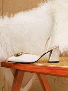 Sapatos de Salto Alto Elegantes para Mulheres Plus Size, Bombas Confortáveis para Trabalho/Transporte, Preto, Borgonha, Branco, Salto Grosso - Damasco - Visão 5
