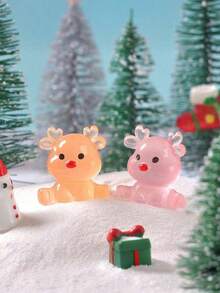 10/20 قطعة من تماثيل الغزلان الصغيرة المضيئة من الراتنج، تماثيل غزلان صغيرة جالسة تضيء في الظلام للزينة في عيد الميلاد، ديكور حديقة الفراي، المناظر الطبيعية الصغيرة، حشو هدايا الحفلات، هدية عيد ميلاد مثالية (ألوان عشوائية) - متعدد الألوان - مشاهدة 4