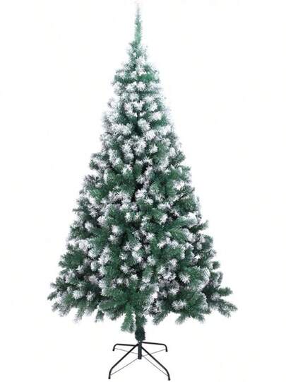 LEADZM 180/210/240 Cm Artificial Christmas Tree With Metal Stand, Christmas Tree, PVC, For Home, Office, Shops And Hotels (180 Cm, 1050 Tips, Green And White)