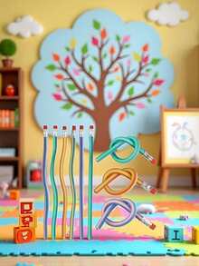 30支/15支/3支装 弹性铅笔，带橡皮擦的弹性铅笔，趣味实用可弯曲魔术铅笔，创意书写铅笔，适用于专业艺术创作，柔韧可折叠软铅笔，适合作为生日派对礼物和趣味奖品，办公用品