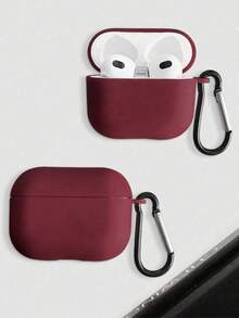 Ốp lưng bảo vệ chắc chắn màu đỏ tía, tương thích với Apple Pro3/Pro/Pro2/AirPods4, có chức năng chống rơi và chống trầy xước, quà tặng tối giản - Màu Đỏ Sâu - Xem 2