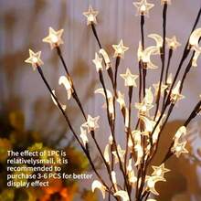 1pc 20 LED Branch Lights String With Moon & Star Pattern, Warm White, Battery Powered (Batteries Not Included), Suitable For Bedroom, Living Room And Indoor Decor - Star and Moon Tree Branch Lantern - View 3