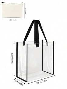 大号防水透明PVC手提袋，可用作化妆包、购物袋、果冻袋、礼品袋、透明单肩手提袋、派对包、婚礼生日派对礼品袋、手工手提袋、生日装饰袋、婚礼装饰袋、派对用品袋。时尚透明，女士防水透明包，适合夏季、度假、海滩、背包等各种场合，大容量，适合青少年、女性、大学生等。