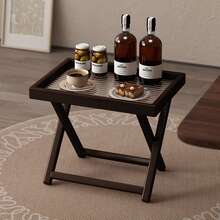 竹制折叠边桌，带可拆卸桌腿，多功能电视托盘和床头柜组合，节省空间，适合卧室、客厅家居使用