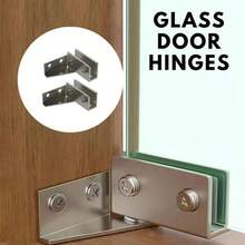 2Pcs Non-Perforated Glass Door Hinge Display Cabinet Hinge Wine Cabinet Rotating Shaft Glass Clips Furniture Door Hinge Hardware