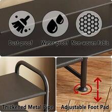 Shoe Rack 3 Tier Long Storage Organizer Wide Metal Shoe Shelf Closet Entryway Black - 3 Tier + Black - View 6