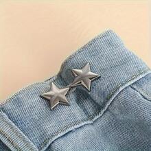 1/4/8 Pair Of Small Star Waist Buckles, Detachable No-Sew Jeans Waist Buckles - Waist Reduction Tool - Seamless Waist Adjustment - Easily Improve Waistline - 1對銀色 - 查看 4