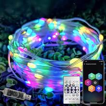 Cadena de luces RGB de 10 m con cambio de color, aplicación inteligente y mando a distancia, sincronización de música, temporizador, 200 modos, resistente al agua, para interior/exterior, para Navidad - 10 millones - Ver 4
