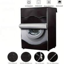 1 Pc Drum Washing Machine And Dryer Waterproof, Sunproof, Dustproof Protective Cover. Oxford Fabric Material, Equipped With Tied Rope For Adjustable Size, Suitable For Most Front-Loading Washing Machines