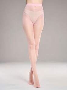 1双加大码亮面透明连裤袜；舒适时尚纯色女士连裤袜；耐穿粉色过膝袜；可手洗/机洗；适合日常穿着 | 亮面过膝袜 | 连裤袜 - 淺粉色 - 查看 4