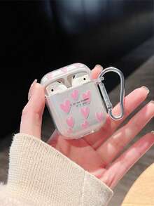 粉色閃粉心形保護套兼容蘋果原裝AirPods Pro/2/3，柔軟無線耳機套可防止震動與刮傷 - 粉色 - 查看 7