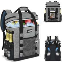 INSMEER Hielera Portatil 35L Grande, Bolsa Térmica A Prueba de Fugas para 60 Latas, Enfriadores de Mochila con Múltiples Bolsillos, 12H Frío/8H Calor, para Playa, Camping, Picnic, Senderismo(Gris) - Multicolor - Ver 2