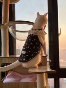 Soft & Warm Palace Style Pet Dress With Bow Tie, Suitable For Small & Medium Dogs & Cats, Indoor Wear - Multicolor - View 9